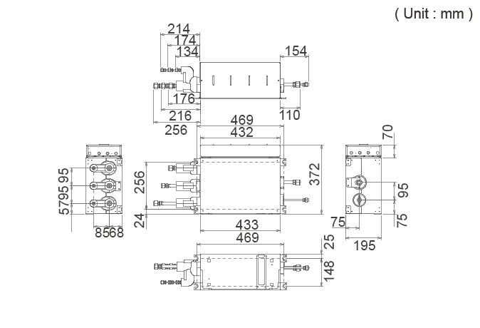 Branch Box Dimensions : 195 × 433 × 370mm