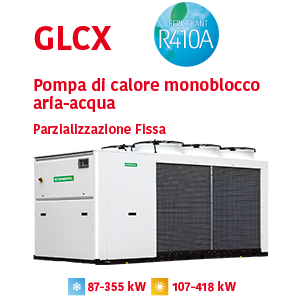 Pompa di calore monoblocco aria-acqua  GLCX Parzializzazione Fissa R410A fino a 418kW