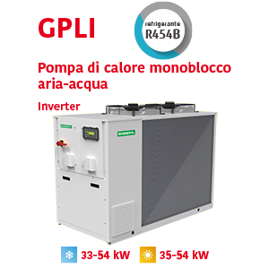 Pompa di calore monoblocco aria-acqua GPLI Inverter R454B fino a 54kW